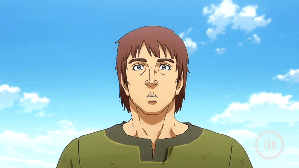 Young einar looking at thorfinn for the first time in vinland saga season 2