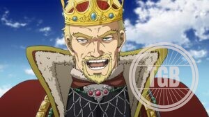 Askeladd wearing a crown in vinland saga