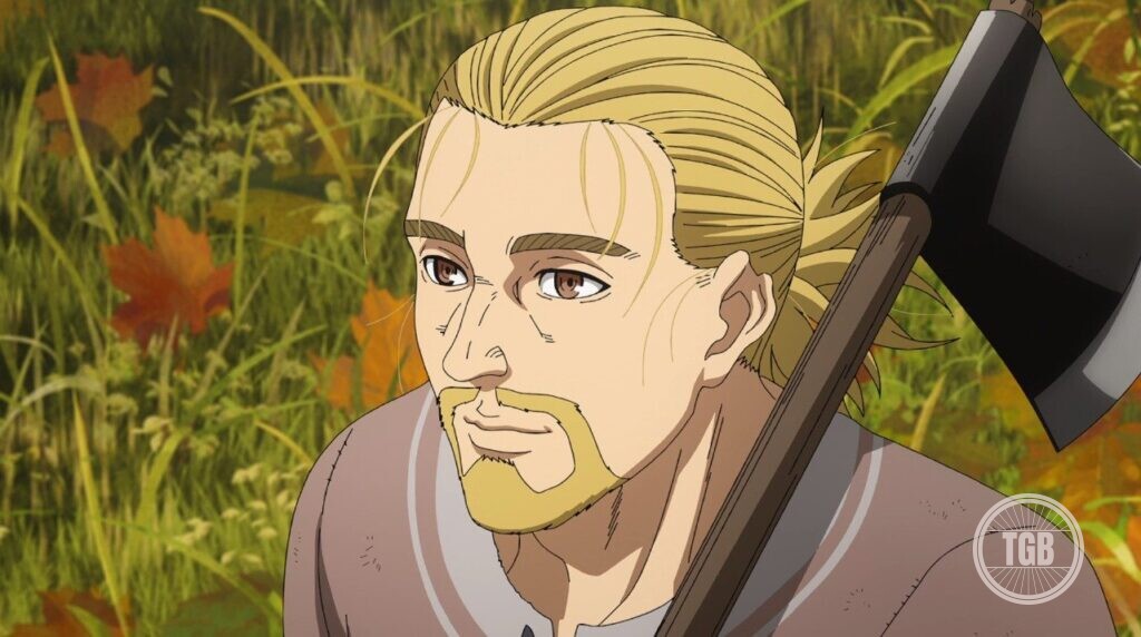 Thorfinn smiling on ketil's farm in vinland saga season 2